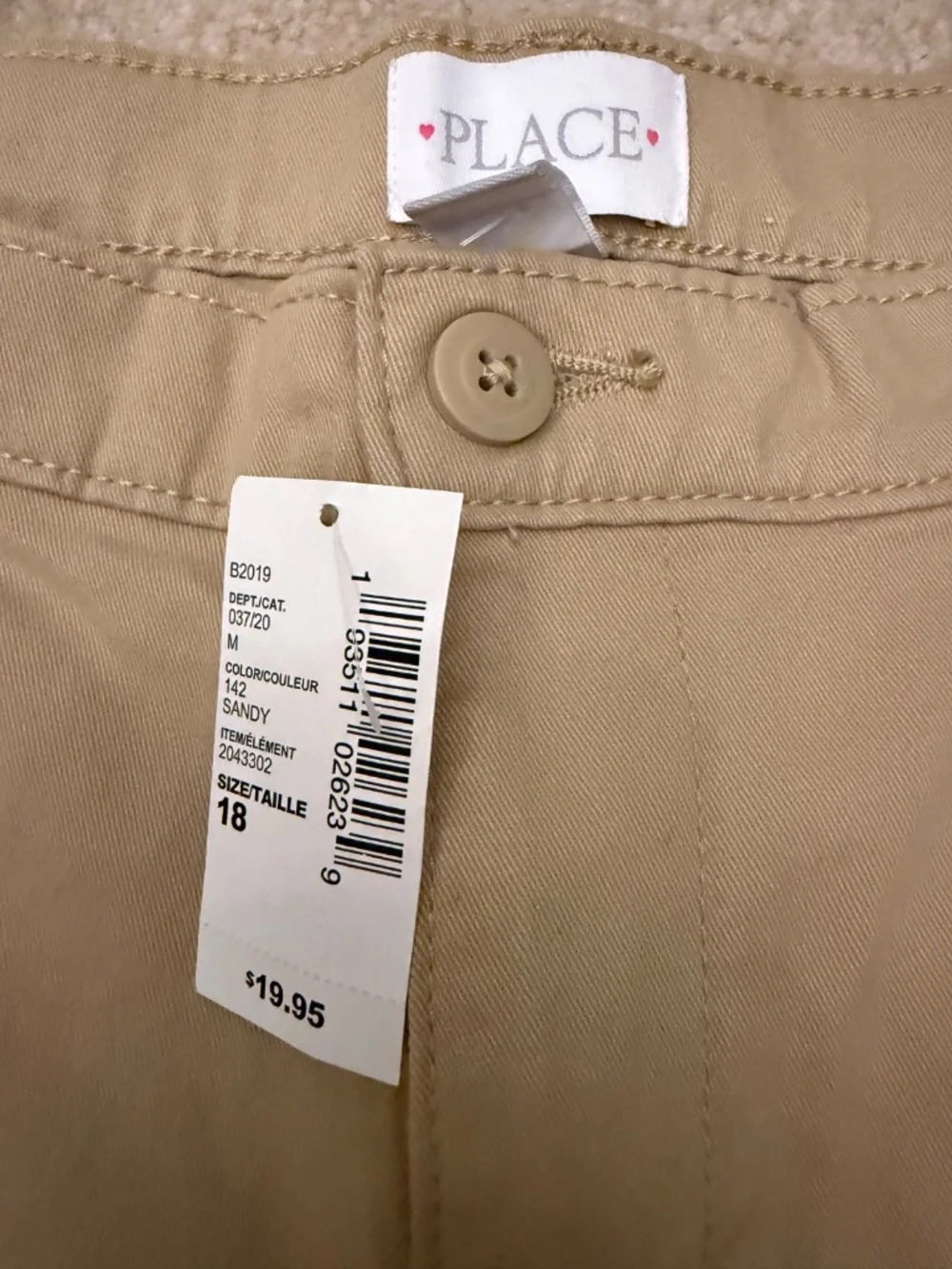 NWT The Children's Place Khaki Stretch Uniform Chino Pants Girls 18